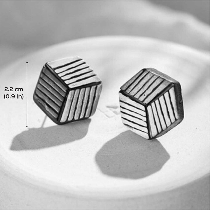 Handmade Hexagonal Terracotta Earrings