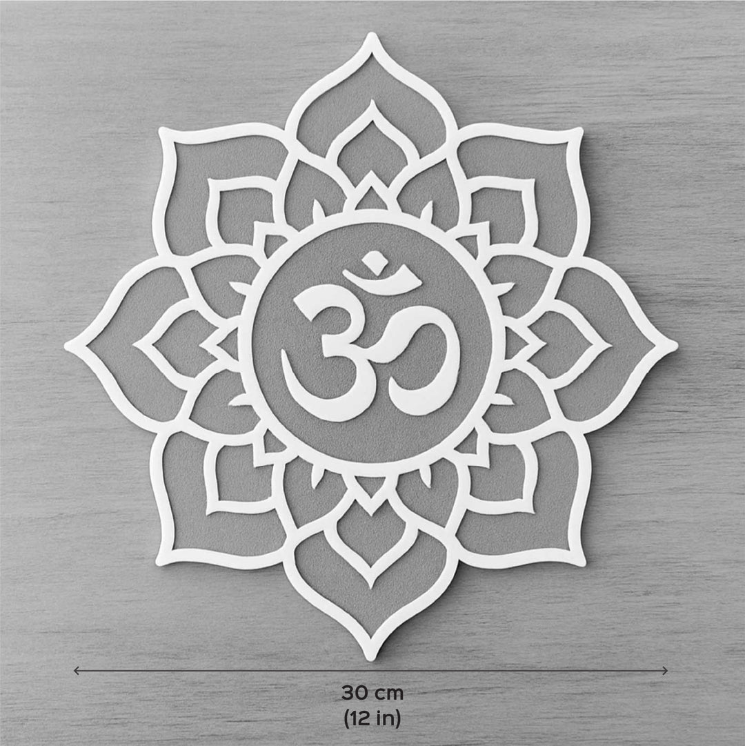 12 Inch | Floral Om MDF Wood Reusable Rangoli Stencil