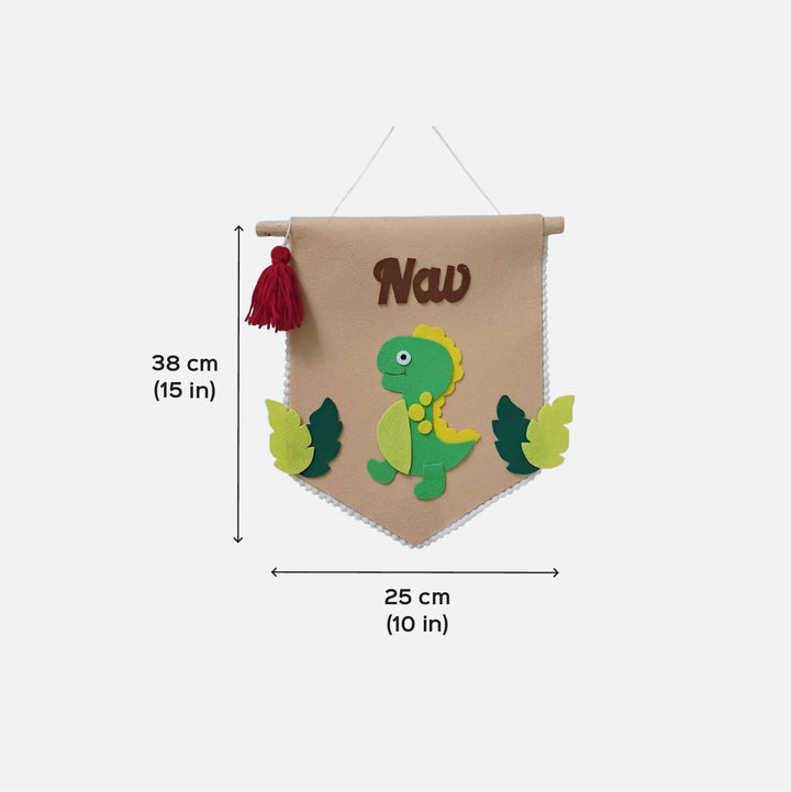 Personalised Dinosaur Felt Door Hanging Nameplate