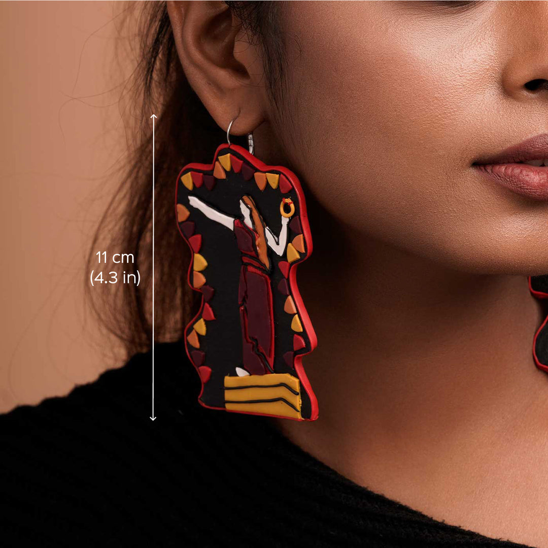 Handmade Polymer Clay Marina'S Kannagi Statue Design Earrings