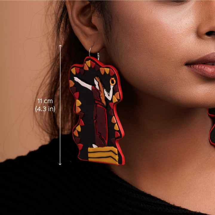 Handmade Polymer Clay Marina'S Kannagi Statue Design Earrings