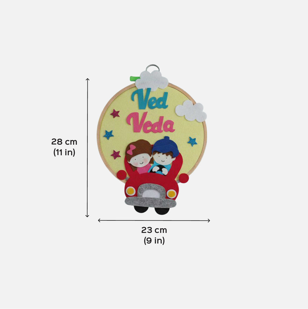 Personalised Sibling Car Hoop Felt Hanging