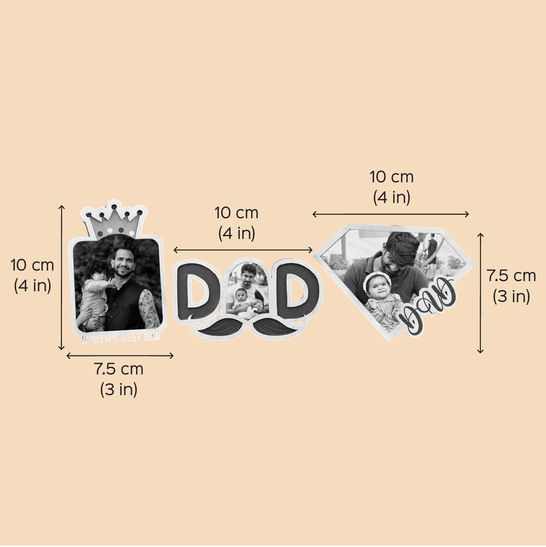 Photo Personalized Printed Fathers Day Theme Wooden Fridge Magnet For Fathers | Set Of 3