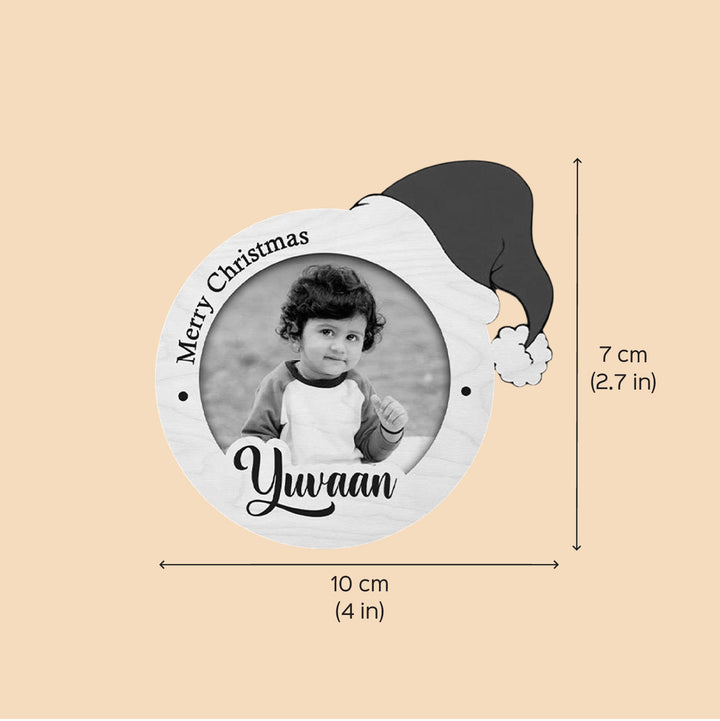 Photo Personalized Printed Round Christmas Theme Wooden Fridge Magnet