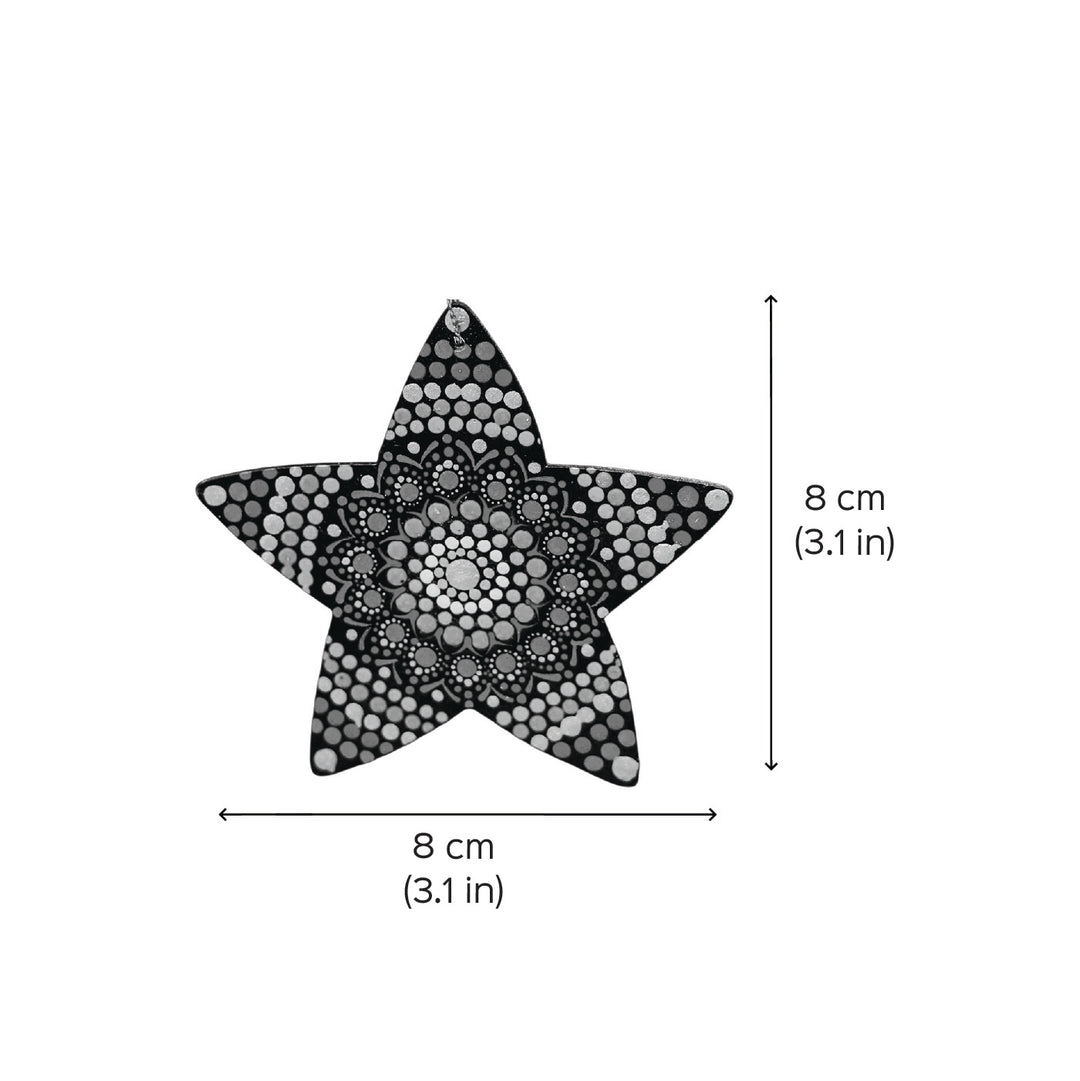 Hand-Painted Star Dot Art Mdf Wood Ornament For Christmas Tree Decoration