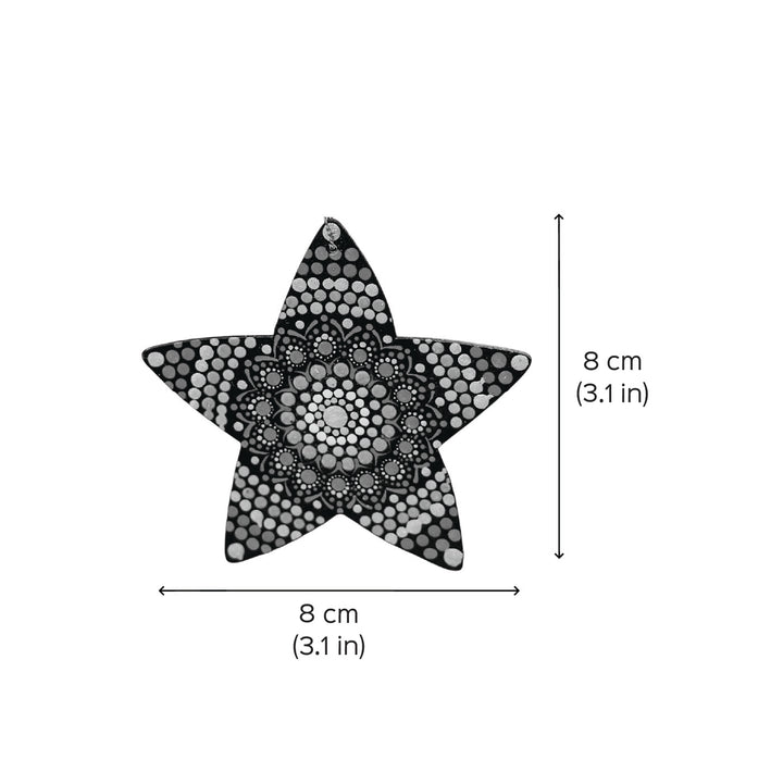 Hand-Painted Star Dot Art Mdf Wood Ornament For Christmas Tree Decoration