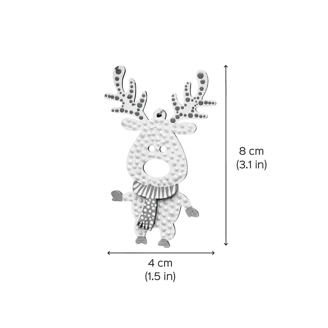 Hand-Painted Reindeer With Scarf Dot Art Mdf Wood Ornament For Christmas Tree Decoration