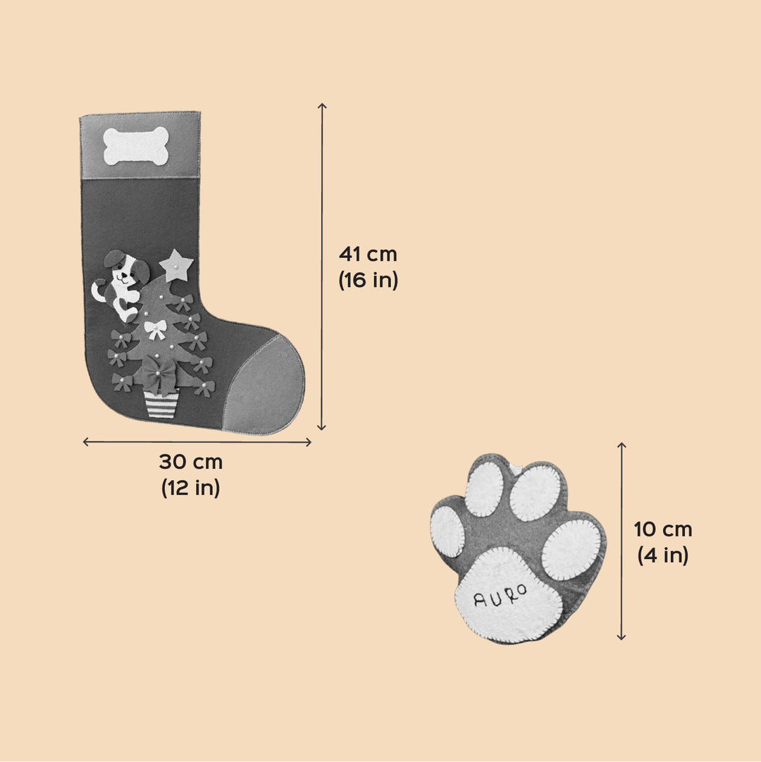 2 Pc | Personalized Handmade Pawsome Felt Stocking And Hanging
