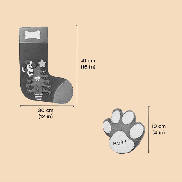 2 Pc | Personalized Handmade Pawsome Felt Stocking And Hanging