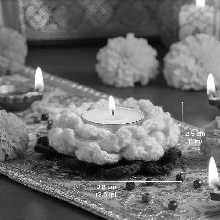 Handmade Crochet Lotus Tealight Holders | Set Of 2