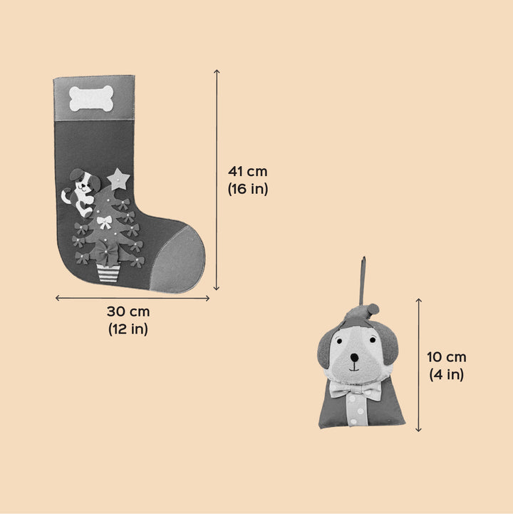 2 Pc | Personalized Handmade Pawsome Felt Stocking And Dog Ornament