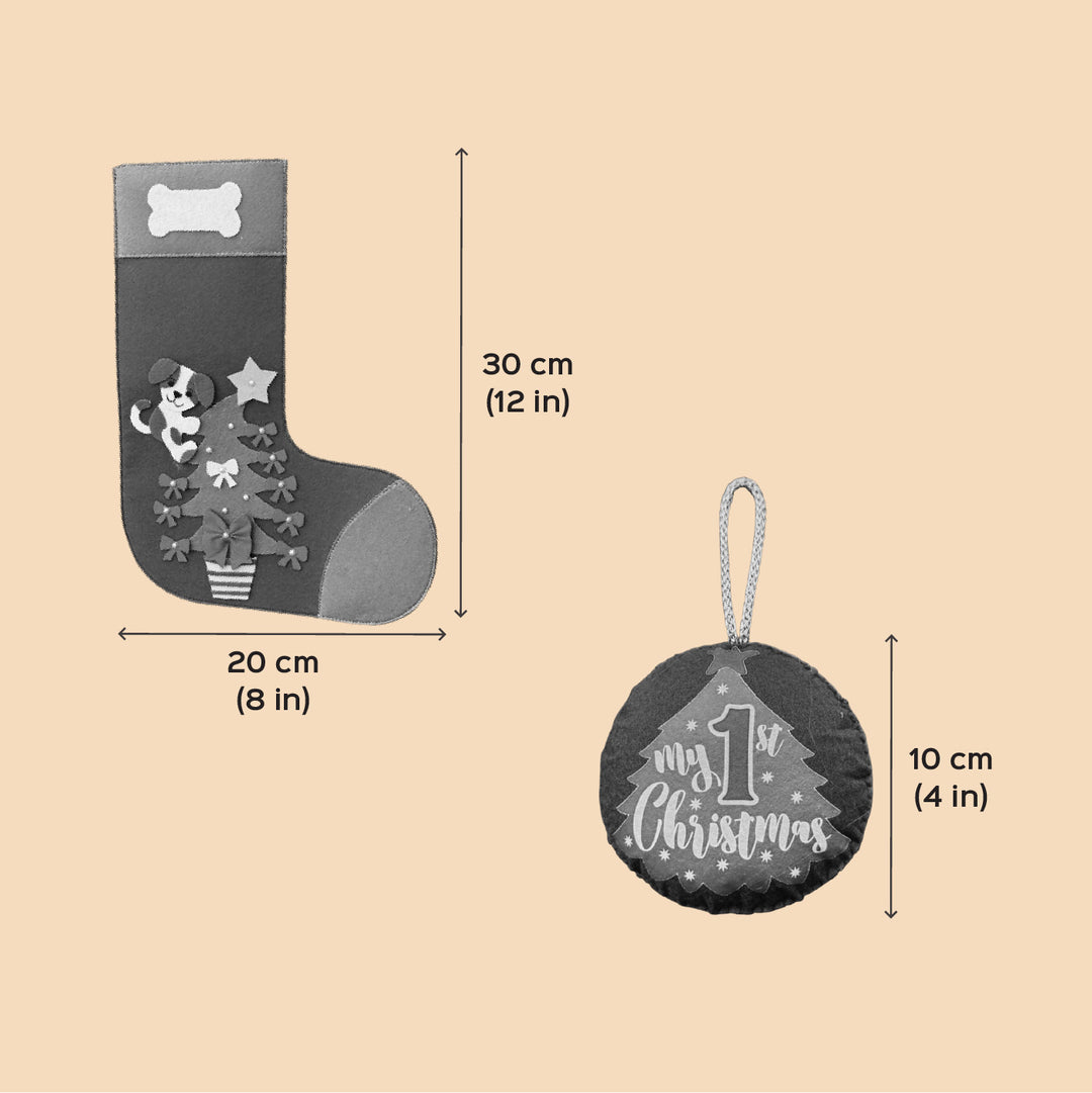 5 Pc | Wholesome Felt Christmas Ornaments And Stockings