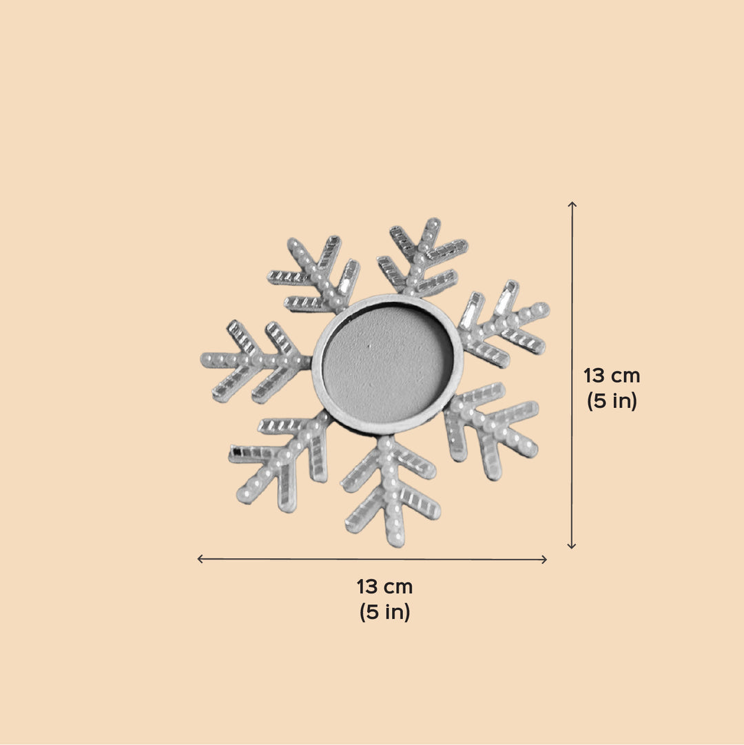 2 Pc | Handmade Wooden Blue Snowflake Tealight Holder