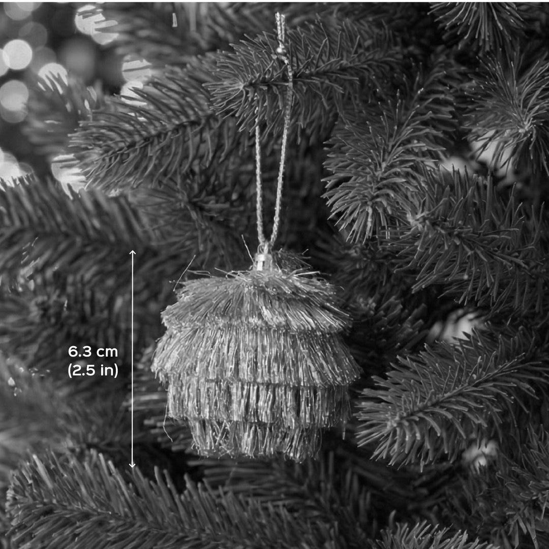 3 Pc | Gold And Silver Glitz And Gota Baubles Christmas Ornament