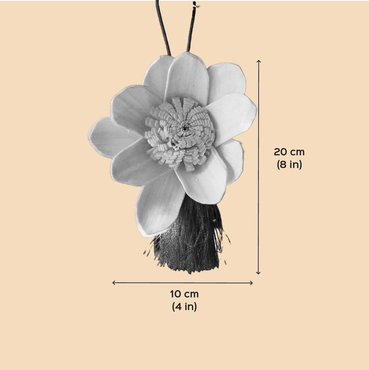 4 Pc | White Shola Flower Christmas Ornament