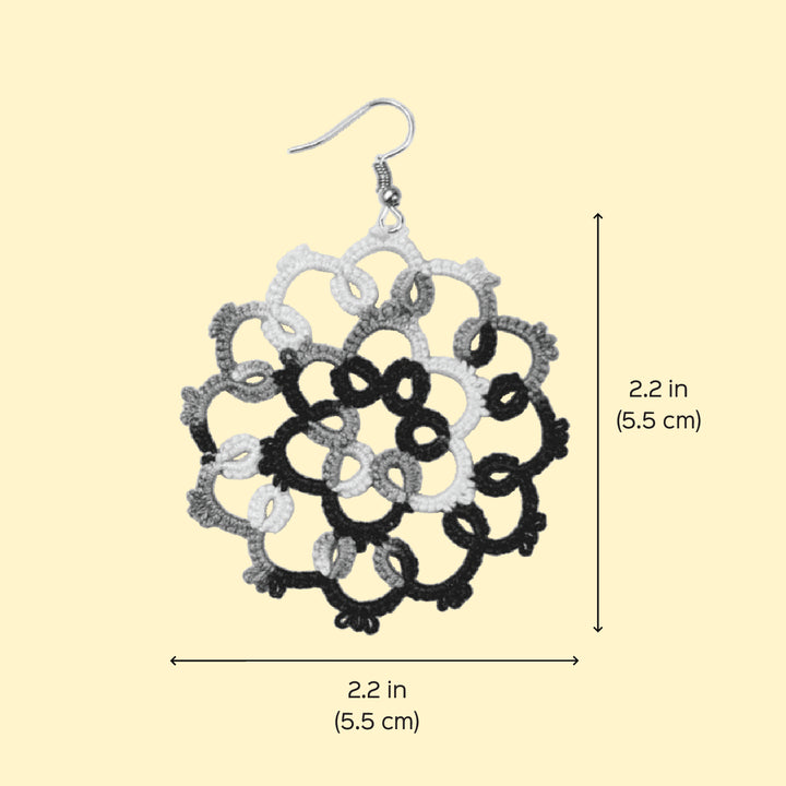 Handmade Tatting Mandala Style Cotton Lace Earrings