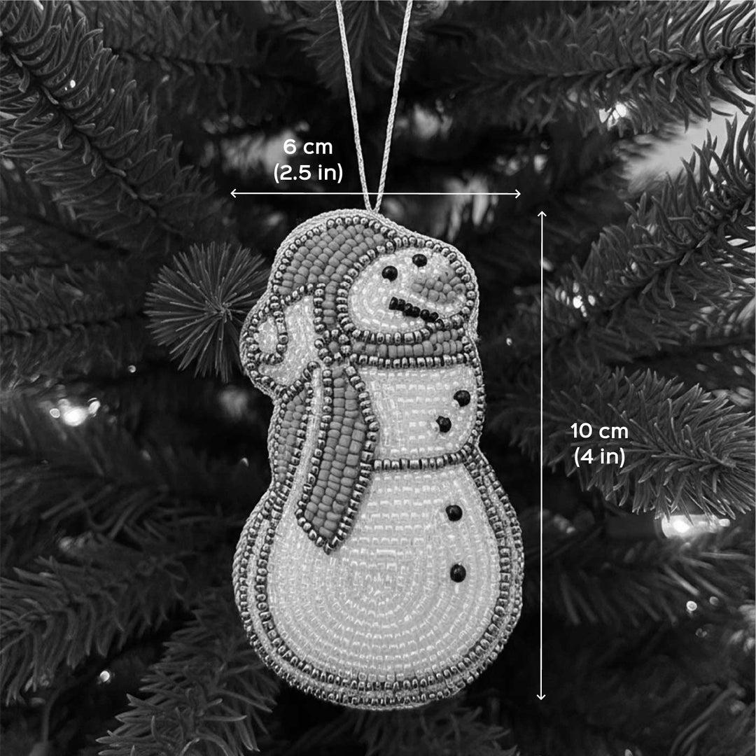 Big Snowman Beaded Premium Zardozi Ornament