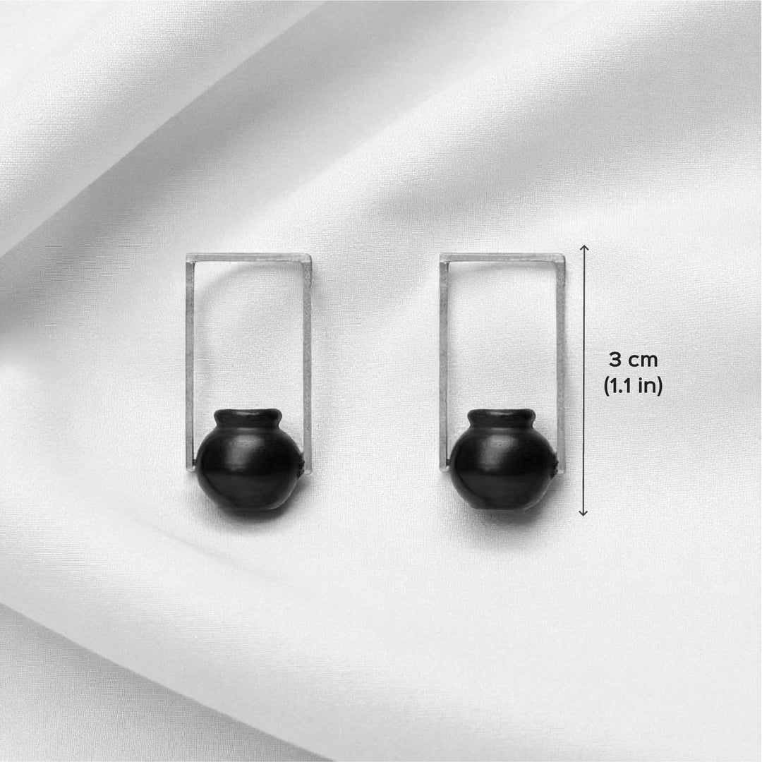 Statement Handmade Rectangle Kalash Brass Earrings | 22K Gold Plated