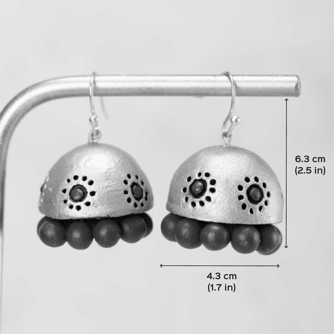 Handmade Classic Silver Dome Terracotta Earrings