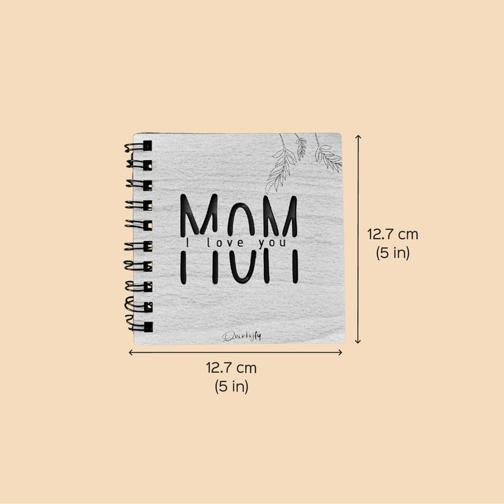 Handmade Elephant Theme MDF Wood Notebook For Mothers | 60 Pages