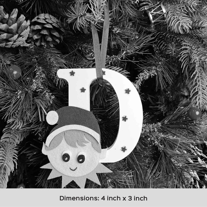 Handmade Elf Monogram Charm Ornament