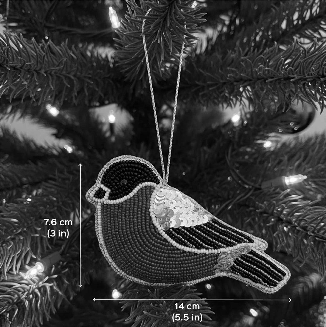 Robin Sequin Premium Zardozi Christmas Ornament