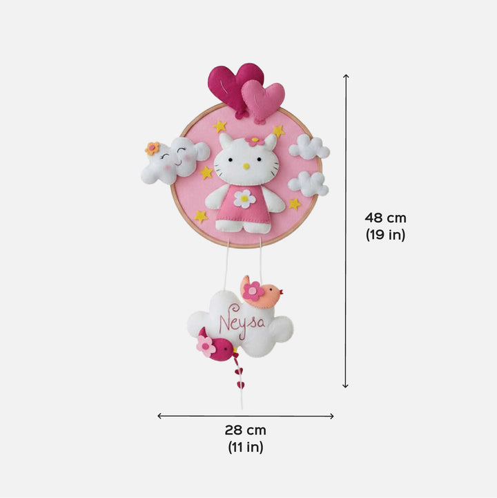 Personalised Hello Kitty Hoop Felt Hanging