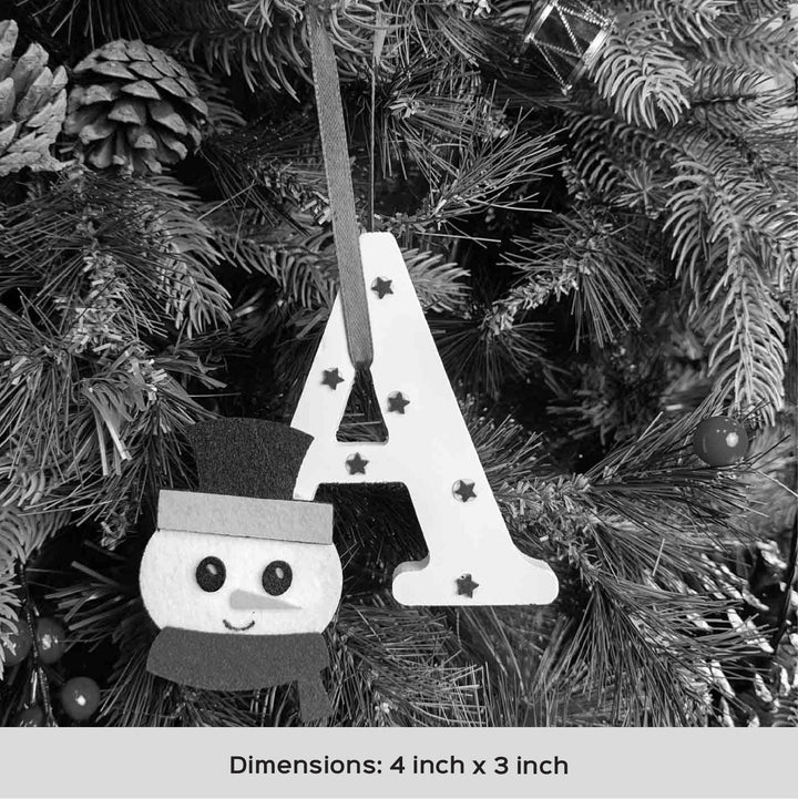 Handmade Snowman Monogram Charm Ornament