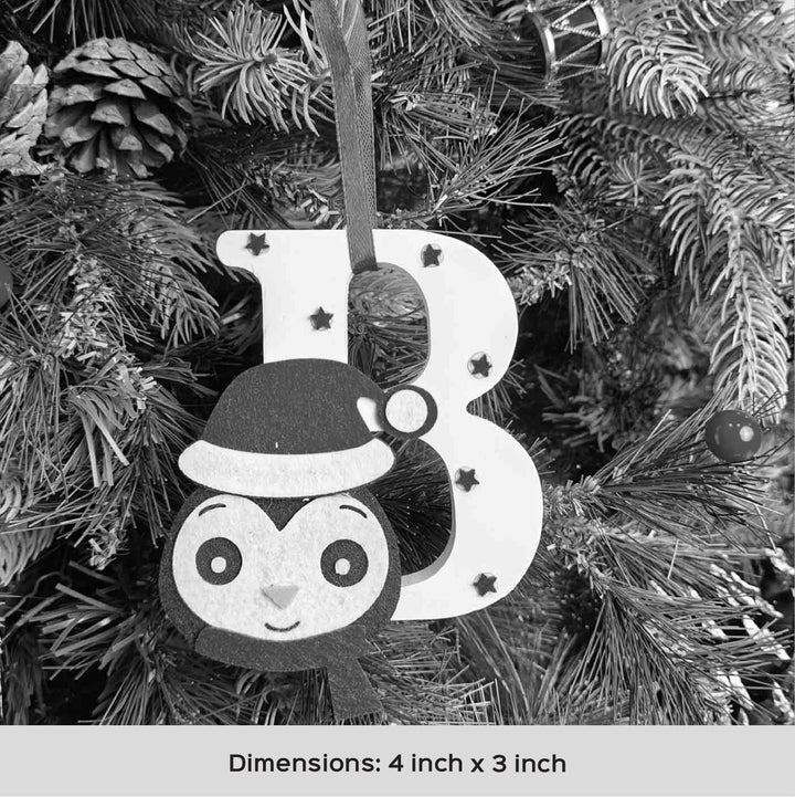 Handmade Penguin Monogram Charm Ornament