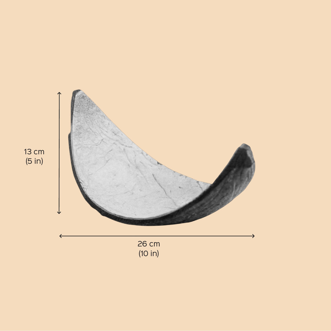 Eco-Friendly Handmade Boat Shaped Coconut Shell Platter | Set Of 10