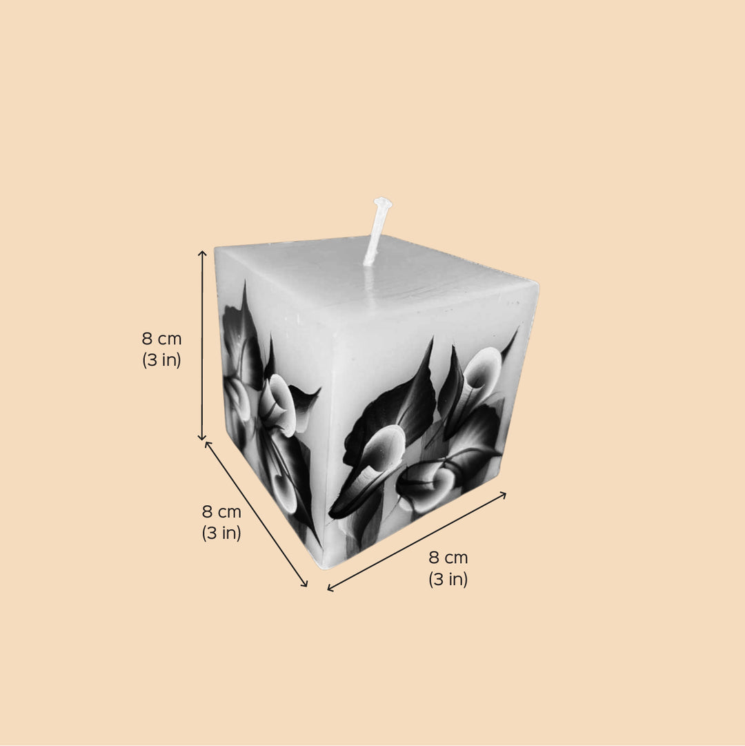 Hand-Painted Roses Floral Square Paraffin Scented Candle