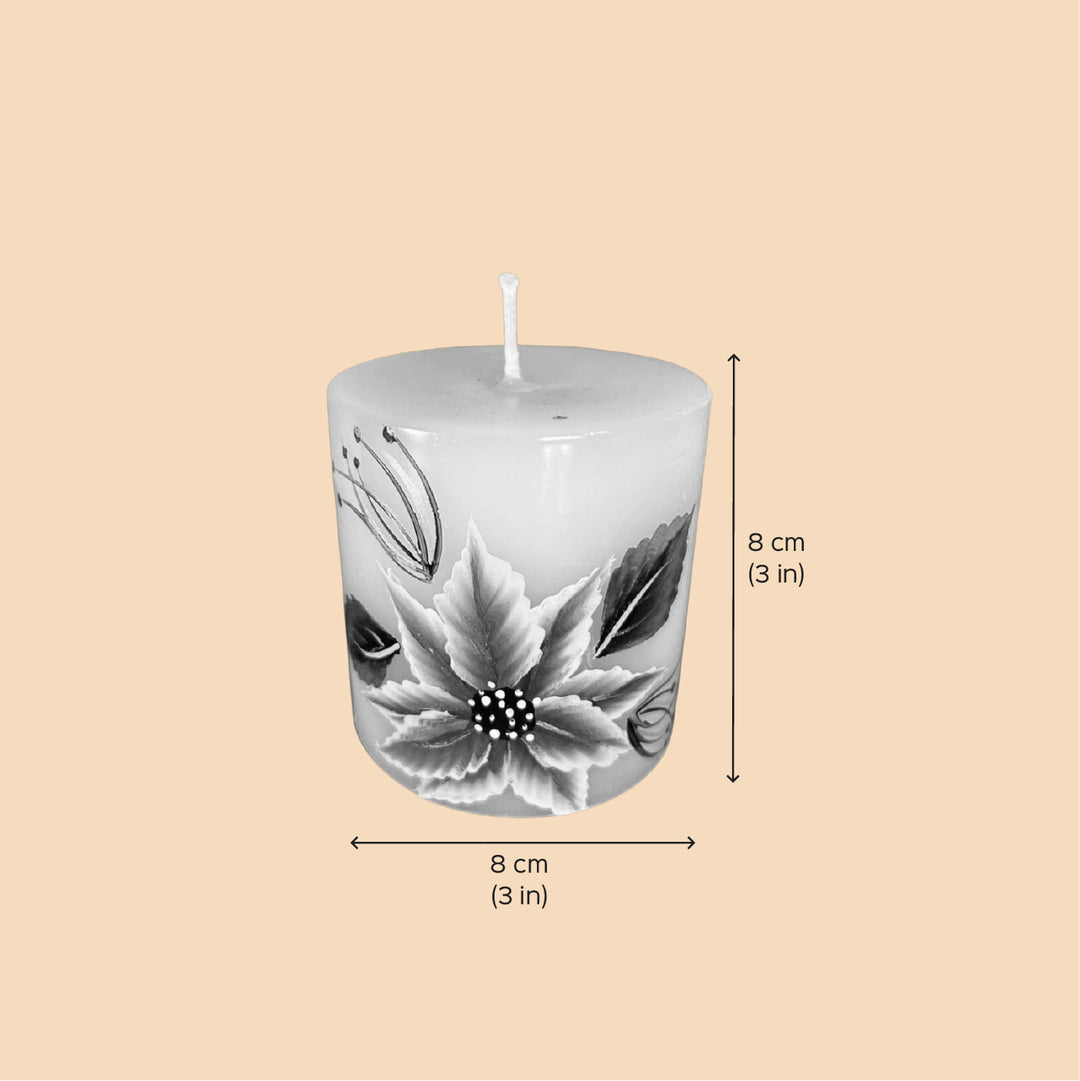 Hand-Painted Pink Floral Circular Paraffin Scented Candle