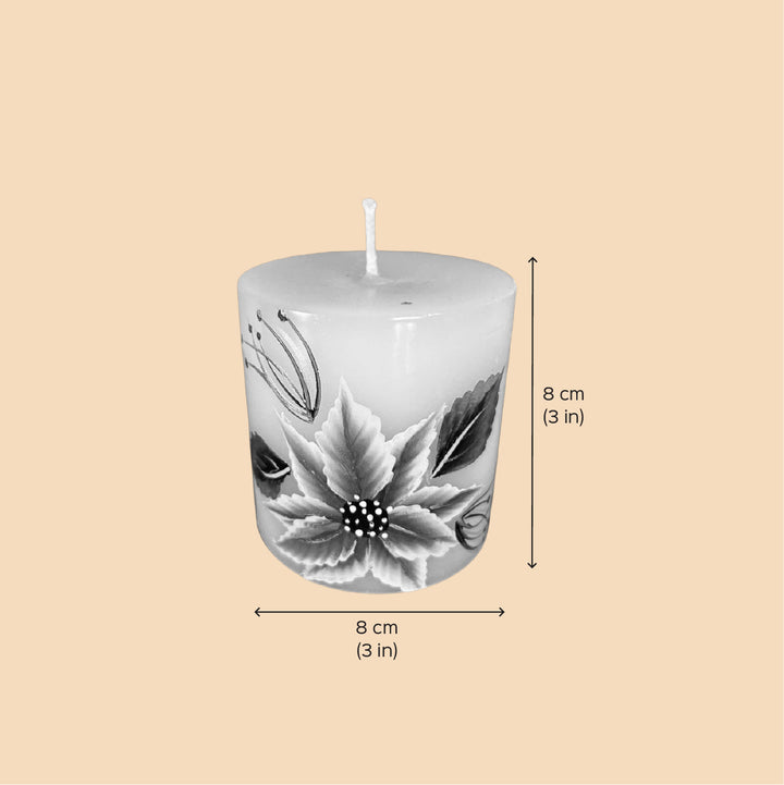 Hand-Painted Pink Floral Circular Paraffin Scented Candle