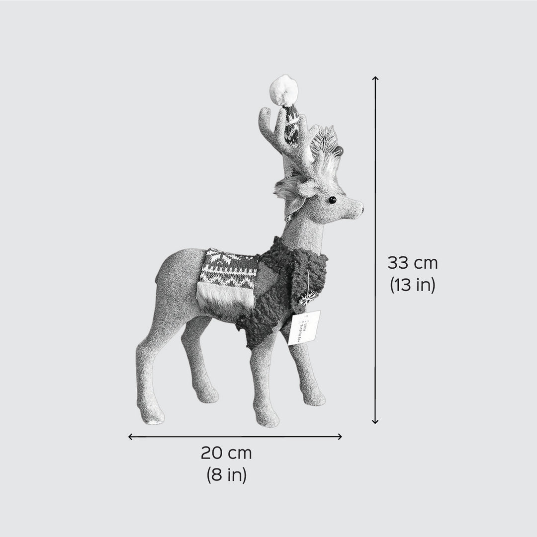 Themed Brown Deer Woolen Decor For Christmas Table Decoration