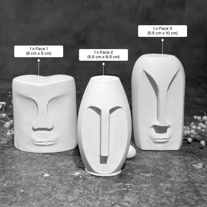 Handmade Concrete Trio Muse Hamper | Includes 3 Face Centerpiece