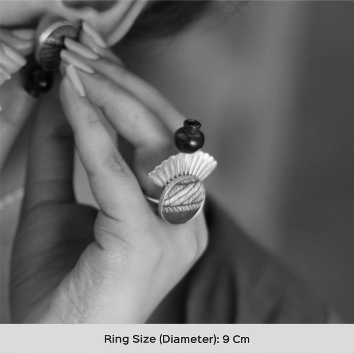 Minimal Handmade Zari Embroidered Wedding Ring | 22K Gold Plated