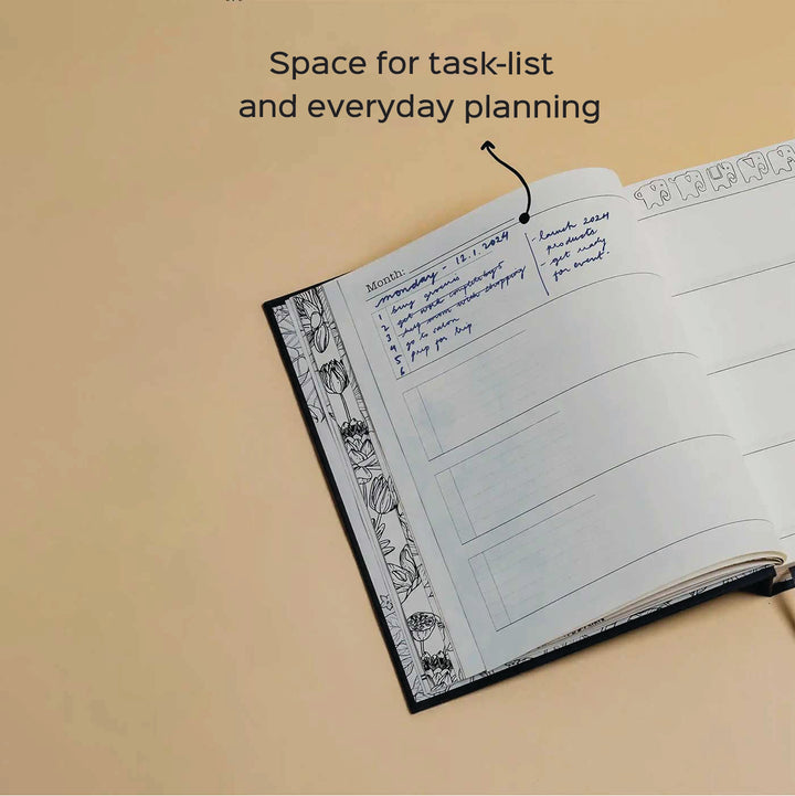 Handmade Manmohini Green  Planner With Habit Tracker | 160 Pages