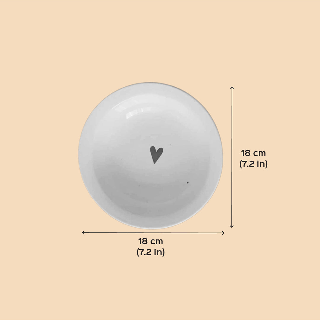 Handmade Cute Heart Motif Ceramic Plate