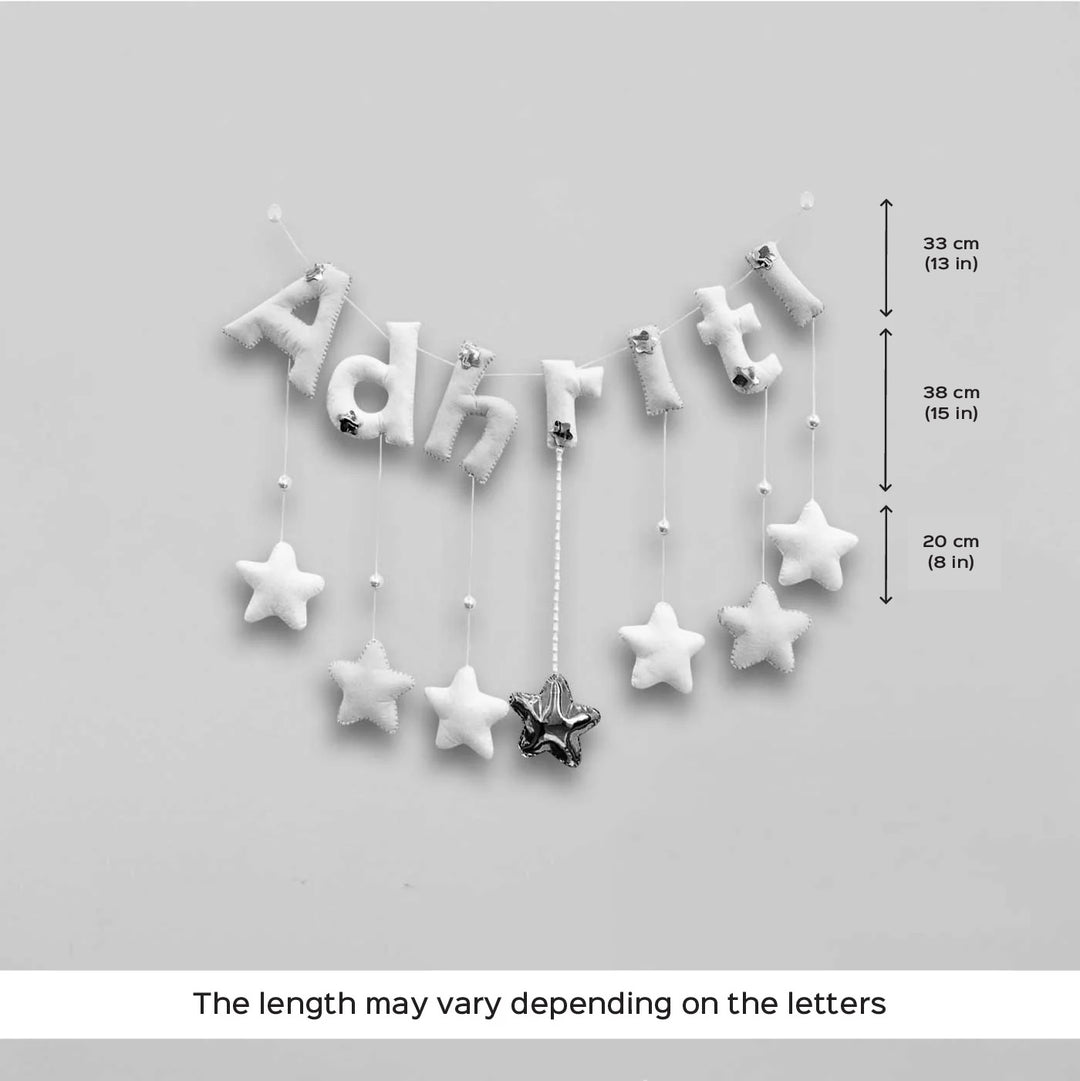 Personalized Pink Stars Theme Felt Kids Name Plate