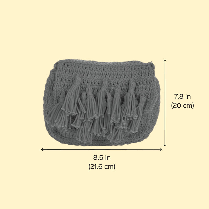 Handmade Crochet Red Tassel Sling Bag