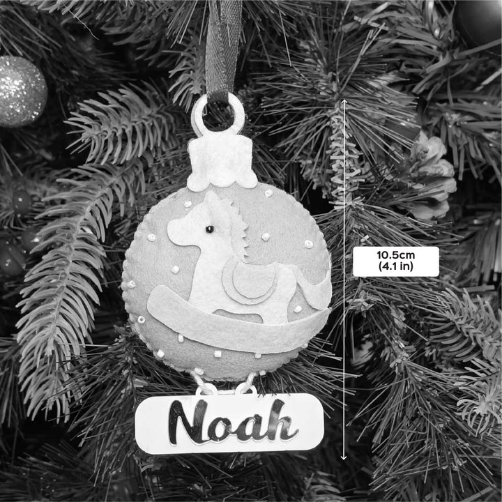 Personalized Handmade Holiday Carousel Horse Felt Ornament