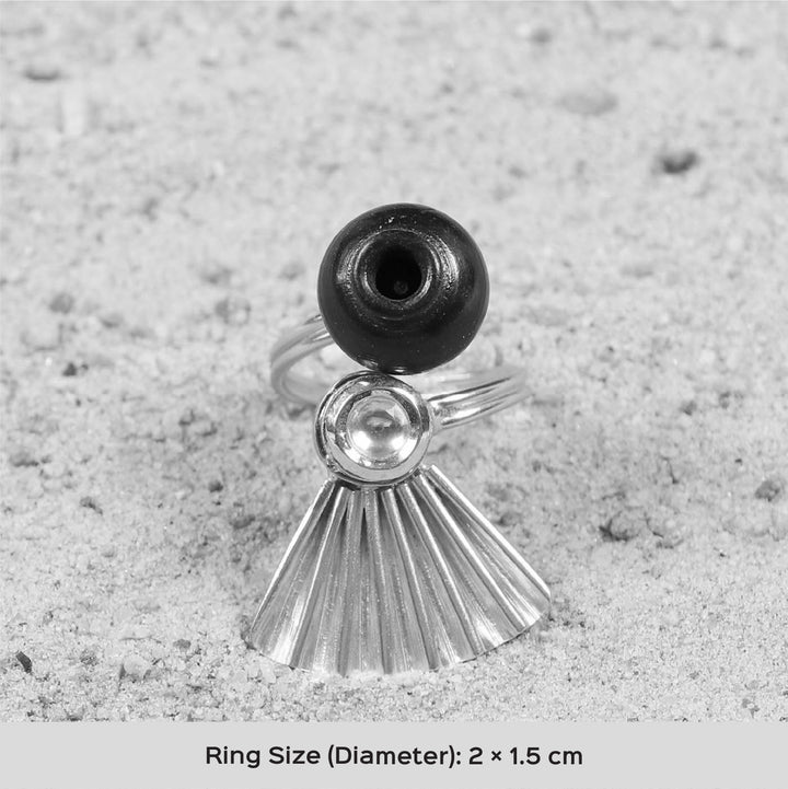 Contemporary Handmade Traditional Kali With Kundan Design Brass Ring | 22K Gold Plated