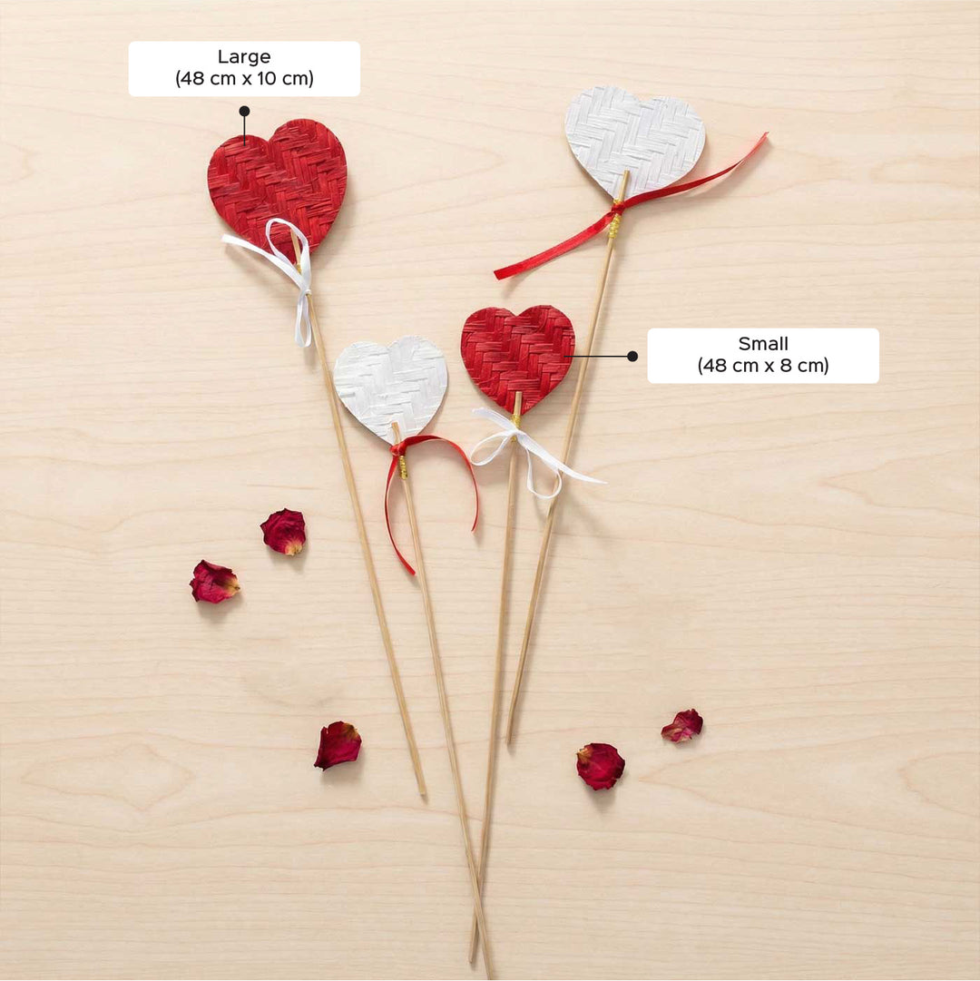 2 Pc | Handmade Heart Theme Bamboo Decorative Sticks