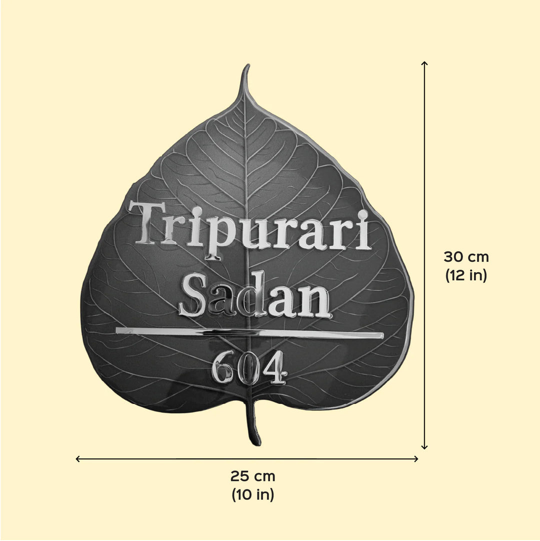 Blue Personalized Leaf Shape Resin Name Plate | With 3D Acrylic Letters