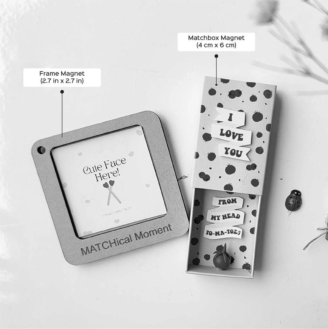 2 Pc | Photo Personalized Frame Magnet & Love Bug Mini Love Box Magnet | Valentine’s Gifting