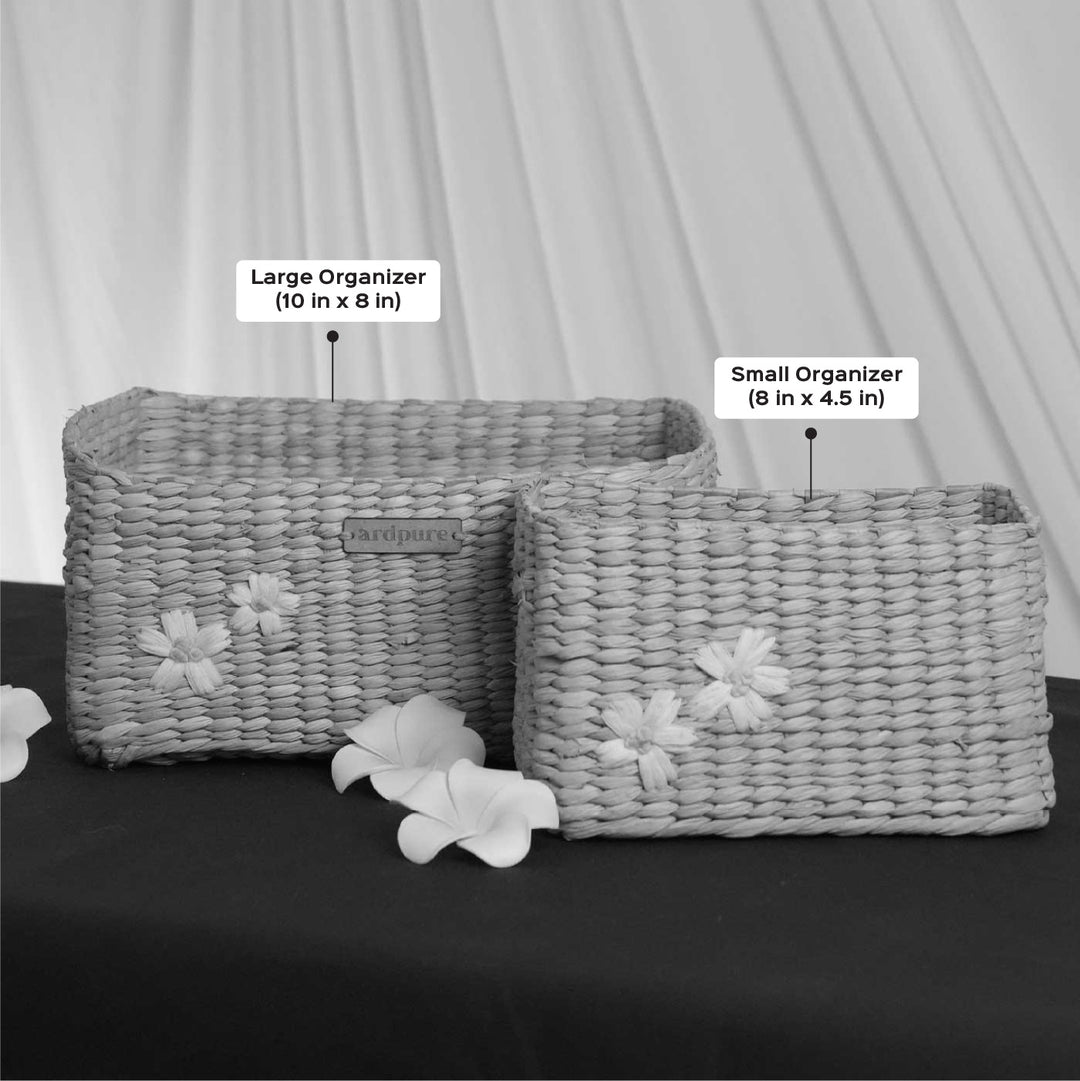 Handmade Floral Embroidered Kauna Grass Organizer