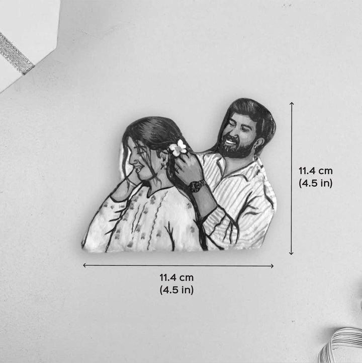 Couple Photo Personalized Handpainted Clay Fridge Magnet