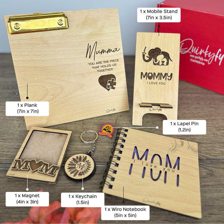 Photo Personalized "MOM I LOVE YOU" Hamper For Mothers | Set of 6