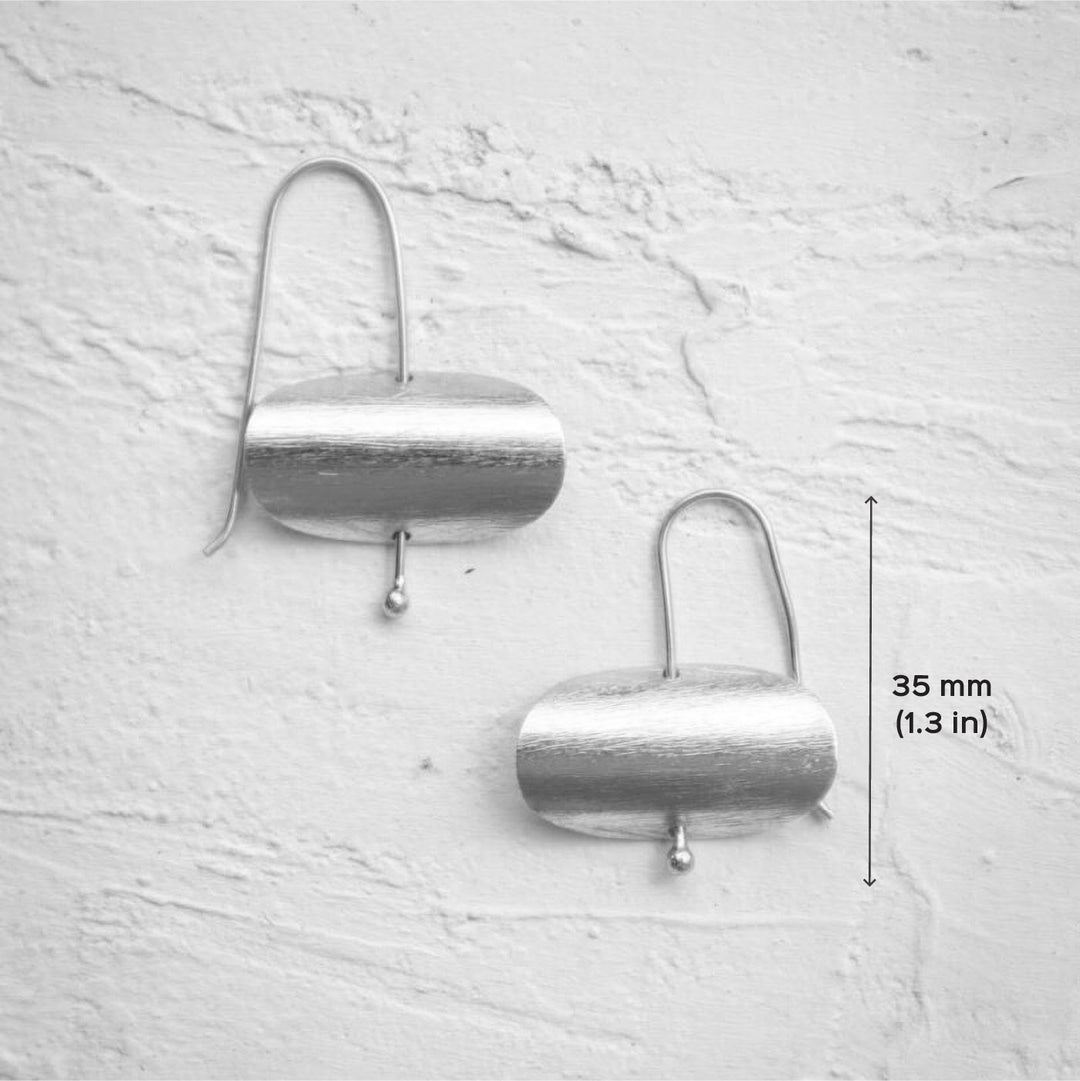 Minimal Handmade Curved Oval Dangler Earrings | 18K Gold Dipped