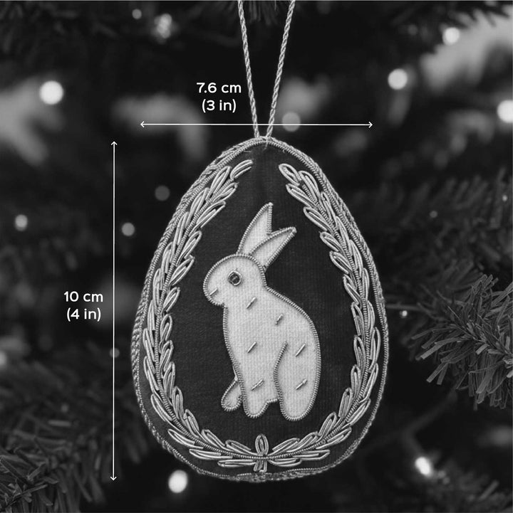 Easter Bunny Cotton Premium Zardozi Ornament